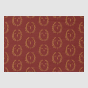 Leaf oval monogram drawing dark red gold wedding tissue paper