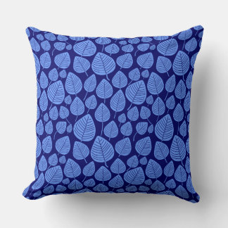 Leaf Pattern 02 - Baby Blue on Deep Navy Throw Pillow