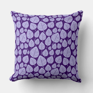 Leaf Pattern 02 - Powder Blue on Deep Purple Throw Pillow