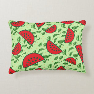 Leaf pattern and Watermelons Accent Pillow