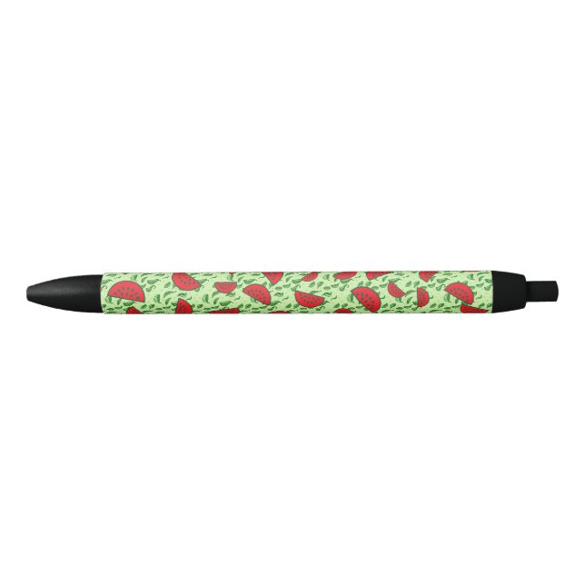 Leaf pattern and Watermelons Black Ink Pen (Front)
