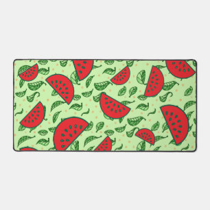 Leaf pattern and Watermelons Desk Mat