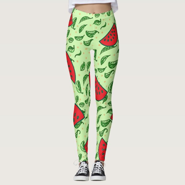 Leaf pattern and Watermelons Leggings (Front)