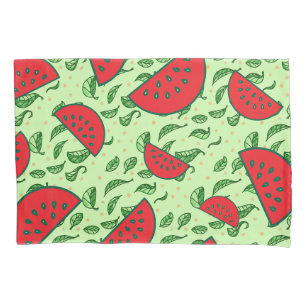 Leaf pattern and Watermelons Pillowcase