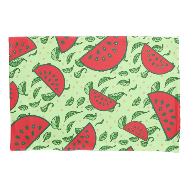 Leaf pattern and Watermelons Pillowcase (Front)