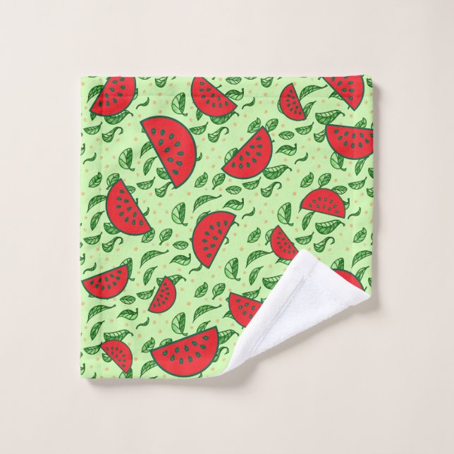 Leaf pattern and Watermelons Wash Cloth (Wash Cloth)