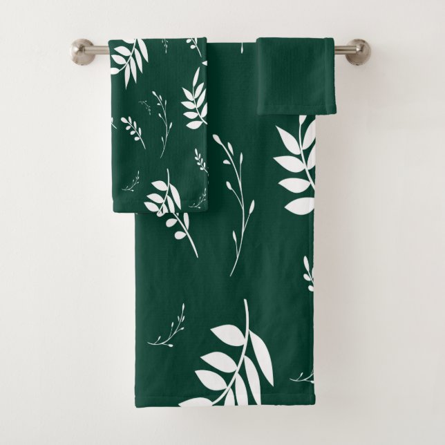 leaf pattern bath towel set (Insitu)
