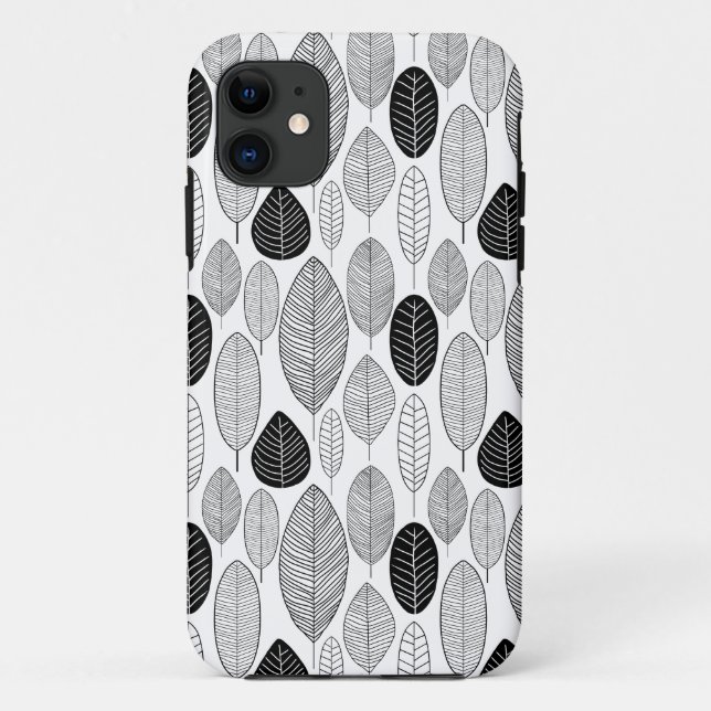 Leaf Pattern - Black on White Case-Mate iPhone Case (Back)