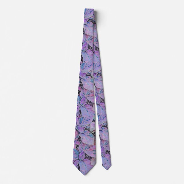 LEAF PATTERN/BLUE, PINK, PURPLE COLORS TIE (Front)