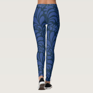 leaf Pattern, blue Socks Leggings