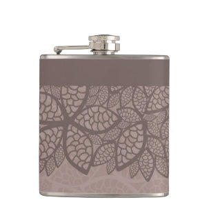 Leaf pattern border and background hip flask