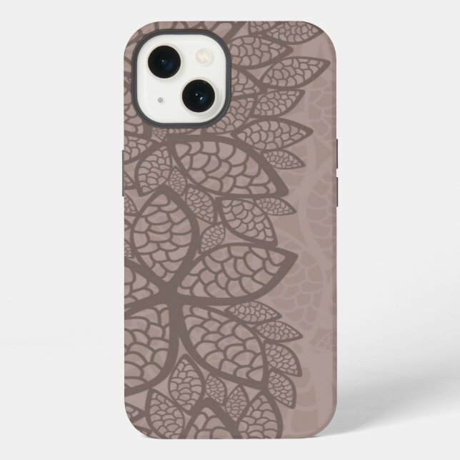 Leaf pattern border and background iPhone case (Back)