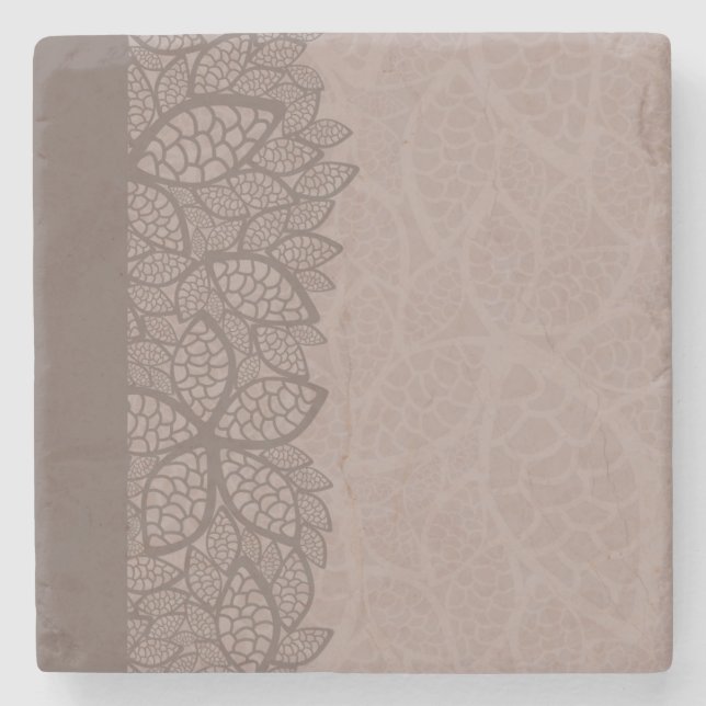 Leaf pattern border and background stone coaster (Front)