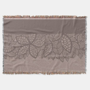 Leaf pattern border and background throw blanket