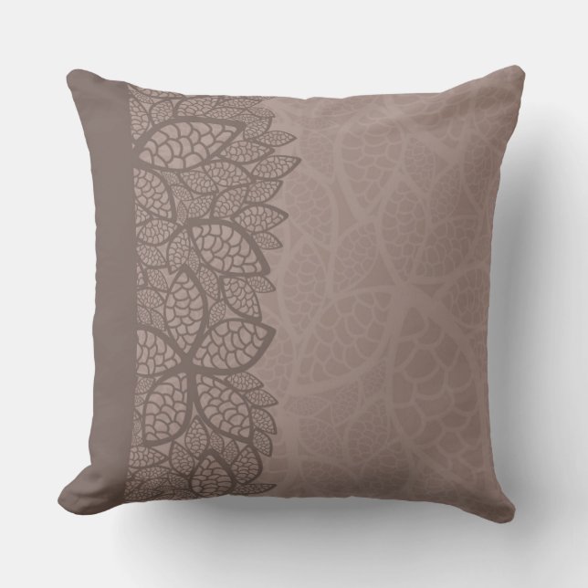 Leaf pattern border and background throw pillow (Front)