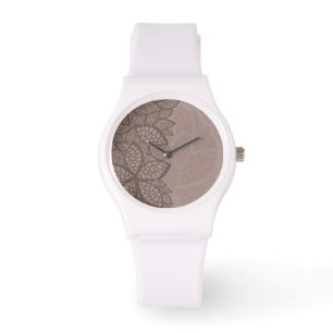 Leaf pattern border and background watch