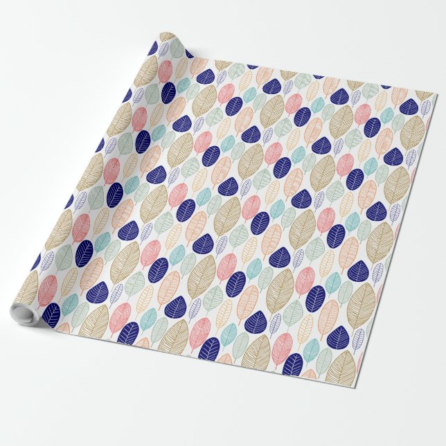 Leaf Pattern - Colours 01 Wrapping Paper (Unrolled)