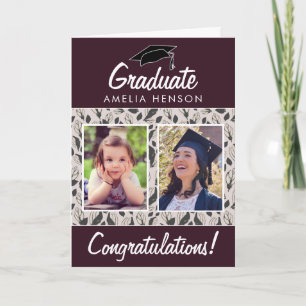 Leaf Pattern Congratulations Graduate 2 Photo Card