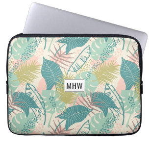 Leaf Pattern custom monogram laptop sleeves