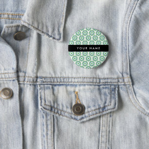 Leaf Pattern, Green Leaves, Your Name 2 Inch Round Button