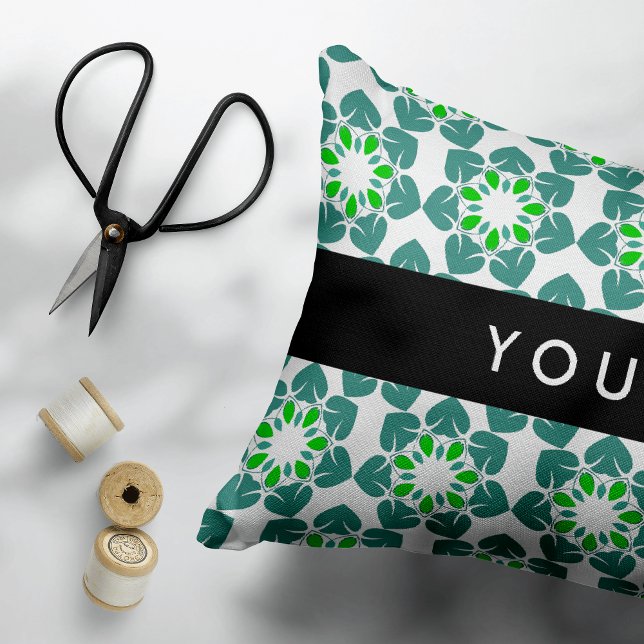 Leaf Pattern, Green Leaves, Your Name Accent Pillow (Creator Uploaded)