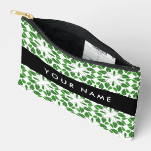 Leaf Pattern, Green Leaves, Your Name Accessory Pouch
