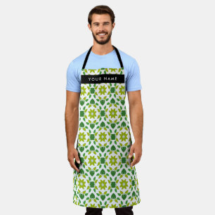 Leaf Pattern, Green Leaves, Your Name Apron