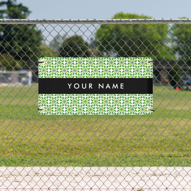 Leaf Pattern, Green Leaves, Your Name Banner (Insitu)