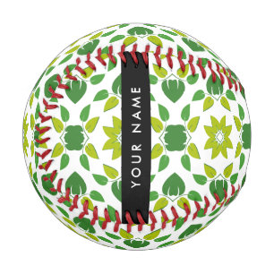 Leaf Pattern, Green Leaves, Your Name Baseball