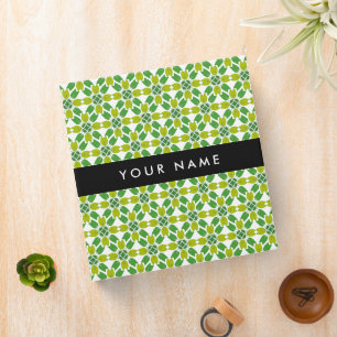 Leaf Pattern, Green Leaves, Your Name Binder