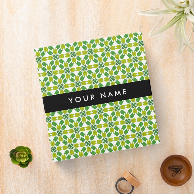Leaf Pattern, Green Leaves, Your Name Binder (In Situ)