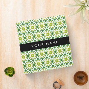 Leaf Pattern, Green Leaves, Your Name Binder