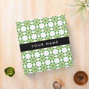 Leaf Pattern, Green Leaves, Your Name Binder