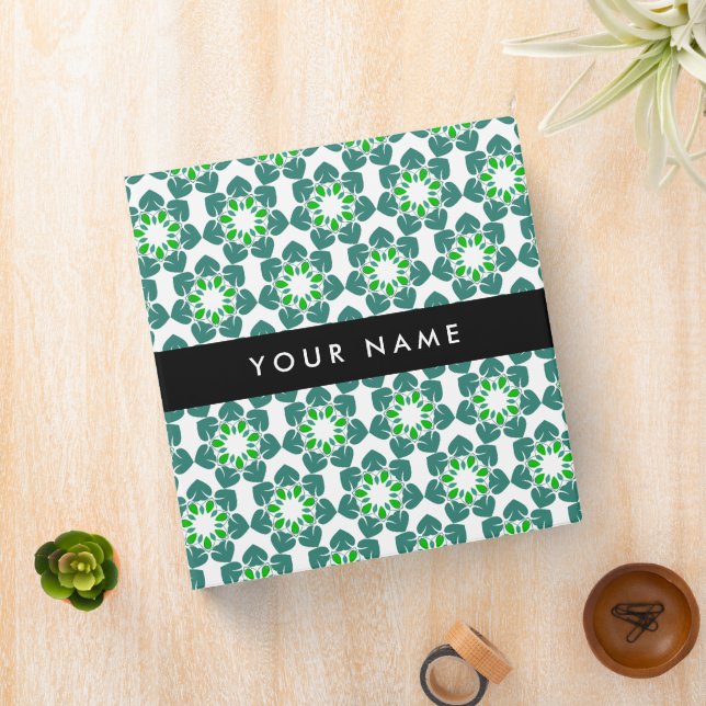 Leaf Pattern, Green Leaves, Your Name Binder (In Situ)
