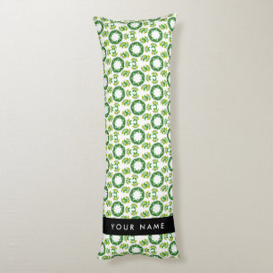 Leaf Pattern, Green Leaves, Your Name Body Pillow