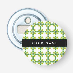 Leaf Pattern, Green Leaves, Your Name Bottle Opener
