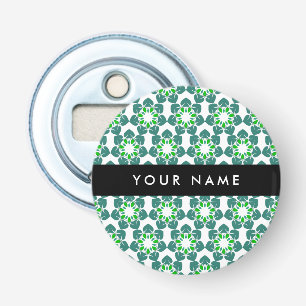 Leaf Pattern, Green Leaves, Your Name Bottle Opener