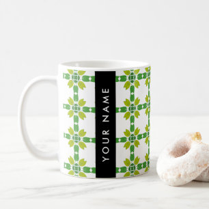 Leaf Pattern, Green Leaves, Your Name Coffee Mug