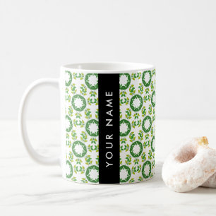 Leaf Pattern, Green Leaves, Your Name Coffee Mug