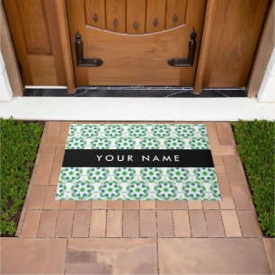 Leaf Pattern, Green Leaves, Your Name Doormat