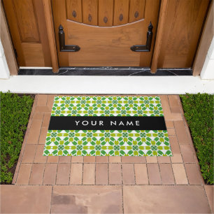 Leaf Pattern, Green Leaves, Your Name Doormat