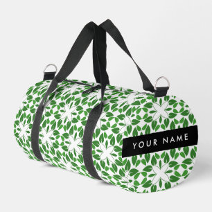 Leaf Pattern, Green Leaves, Your Name Duffle Bag