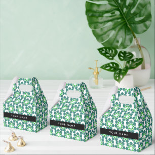 Leaf Pattern, Green Leaves, Your Name Favor Box