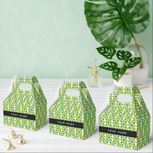 Leaf Pattern, Green Leaves, Your Name Favor Box