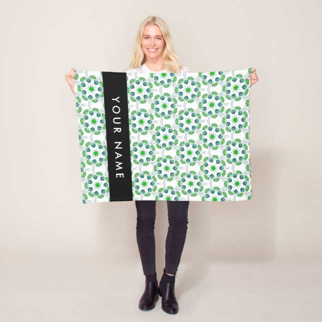 Leaf Pattern, Green Leaves, Your Name Fleece Blanket (In Situ)