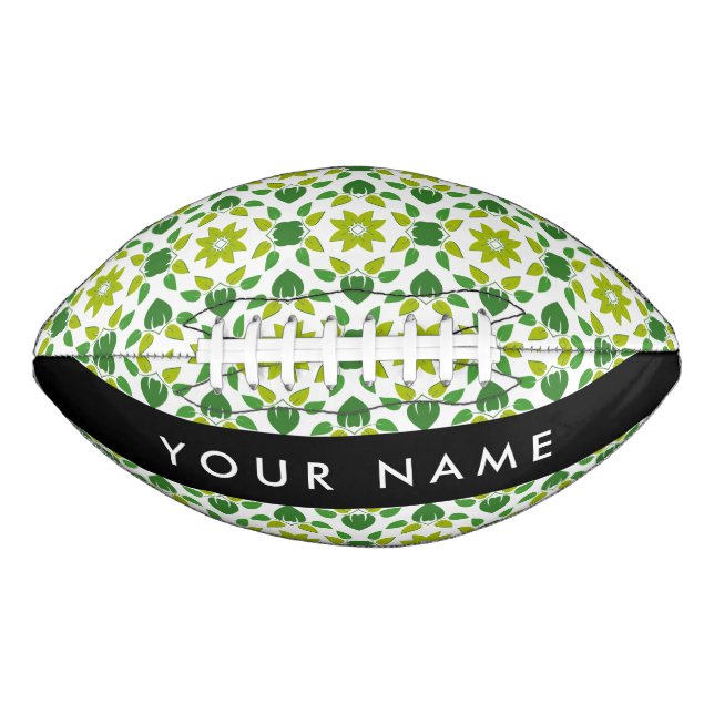 Leaf Pattern, Green Leaves, Your Name Football (Front)