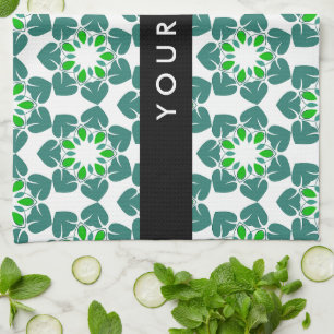 Leaf Pattern, Green Leaves, Your Name Kitchen Towel