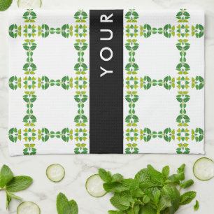 Leaf Pattern, Green Leaves, Your Name Kitchen Towel