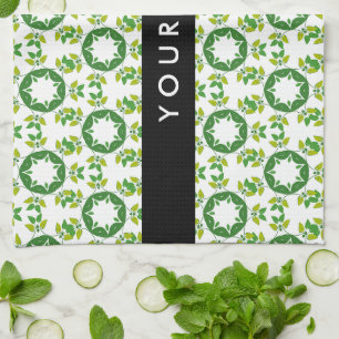 Leaf Pattern, Green Leaves, Your Name Kitchen Towel