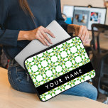 Leaf Pattern, Green Leaves, Your Name Laptop Sleeve<br><div class="desc">Elegant,  stylish and sophisticated pattern with green leaves. Modern and trendy gift,  perfect for the nature lover in your life. Personalize by adding your name,  nickname,  monogram or initials.</div>